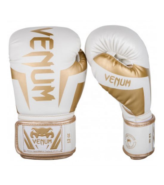 Боксерские перчатки VENUM ELITE BOXING GLOVES - WHITE/GOLD